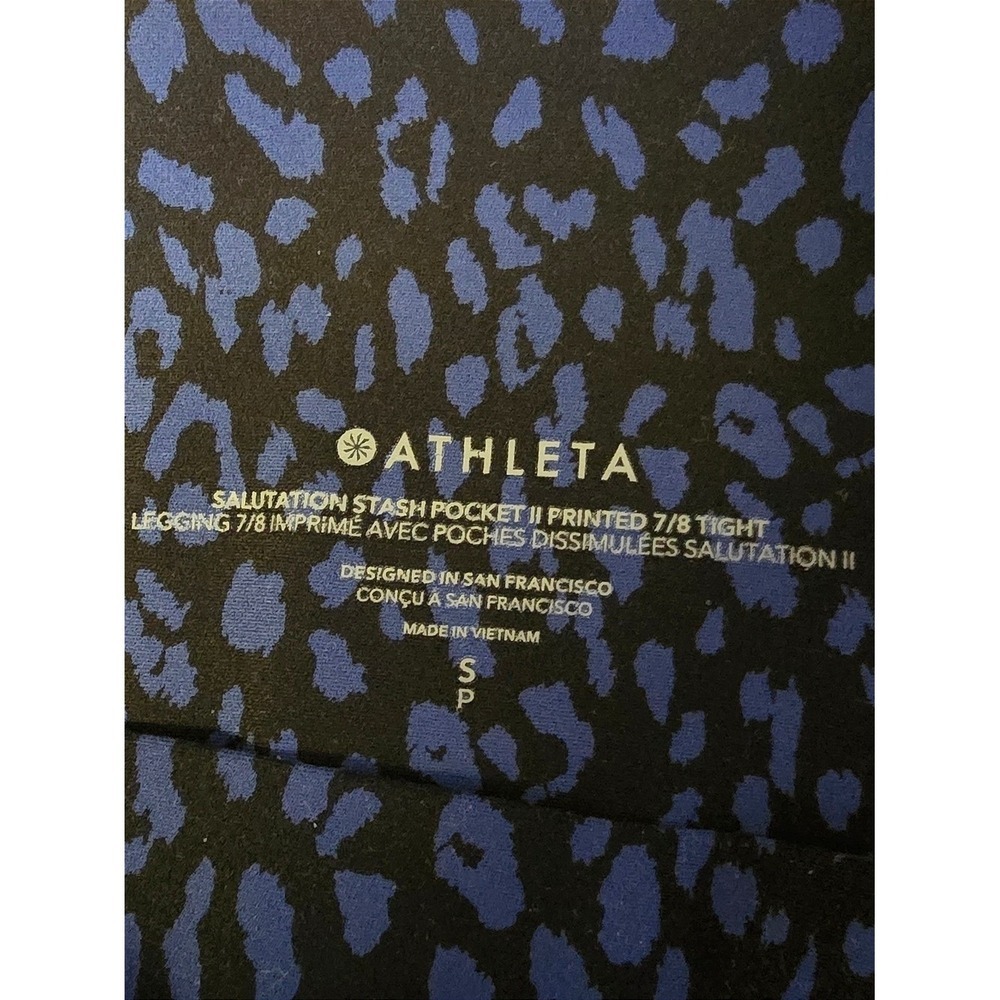 Athleta Salutation Stash 7/8 Leopard Animal Print Leggings Small Black 7/8 - Picture 6 of 11